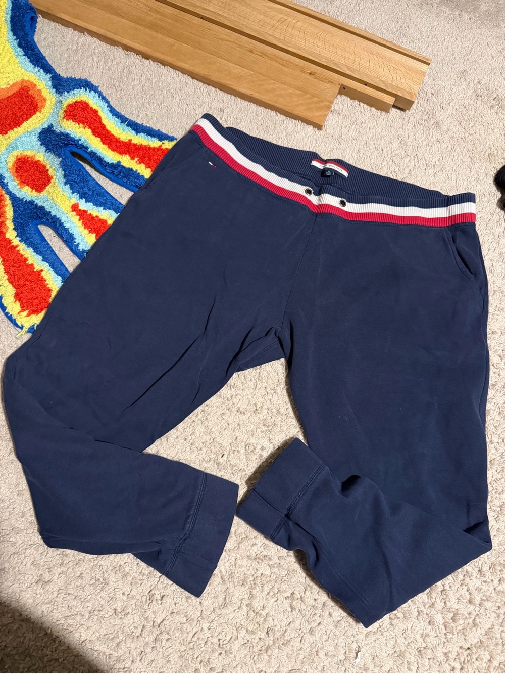Tommy Hilfiger Navy Sweatpants with Red & White Waistband